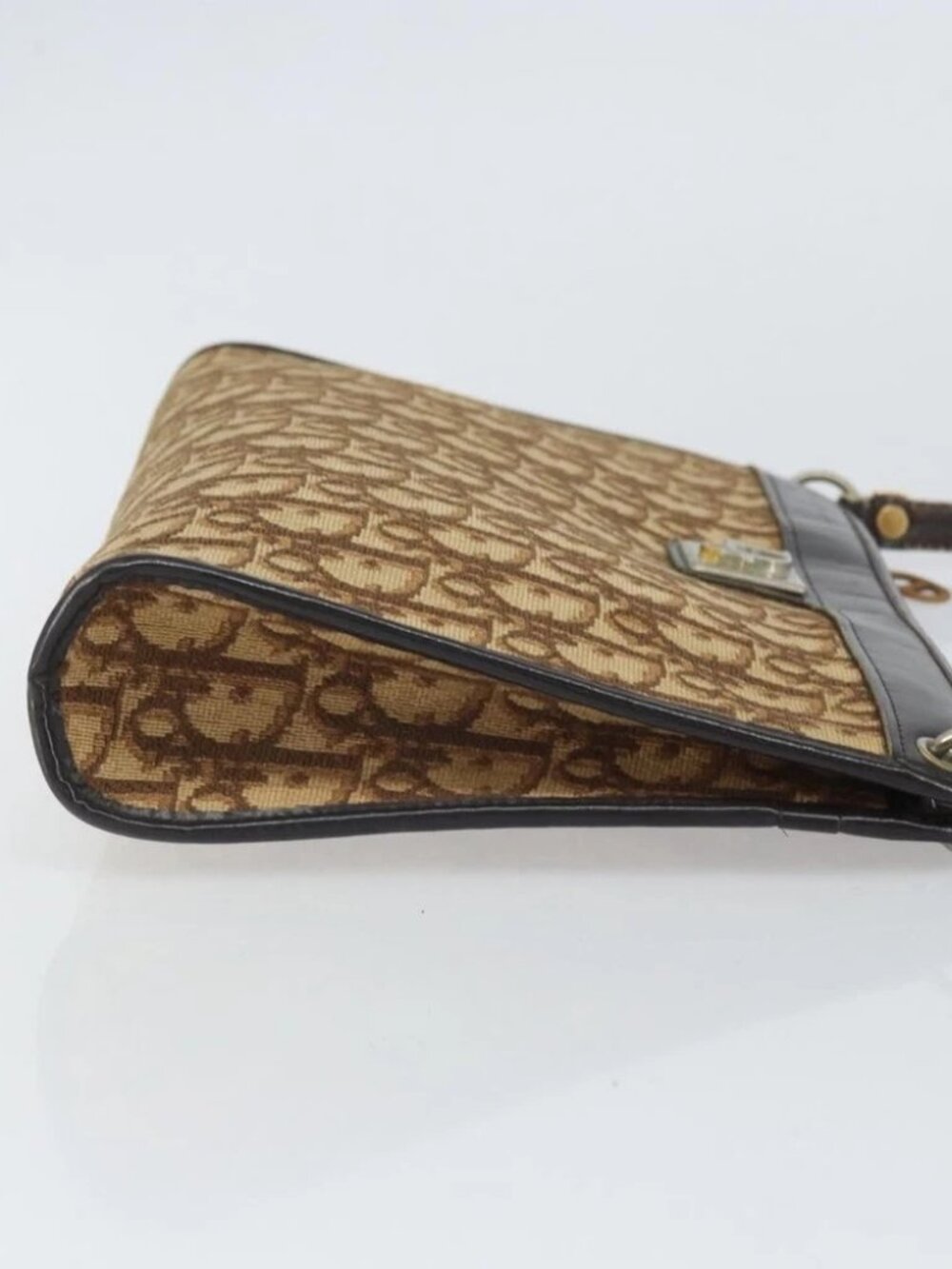 Christian Dior Trotter Canvas Shoulder Bag Brown Gold Auth 162403 - Picture 3 of 16